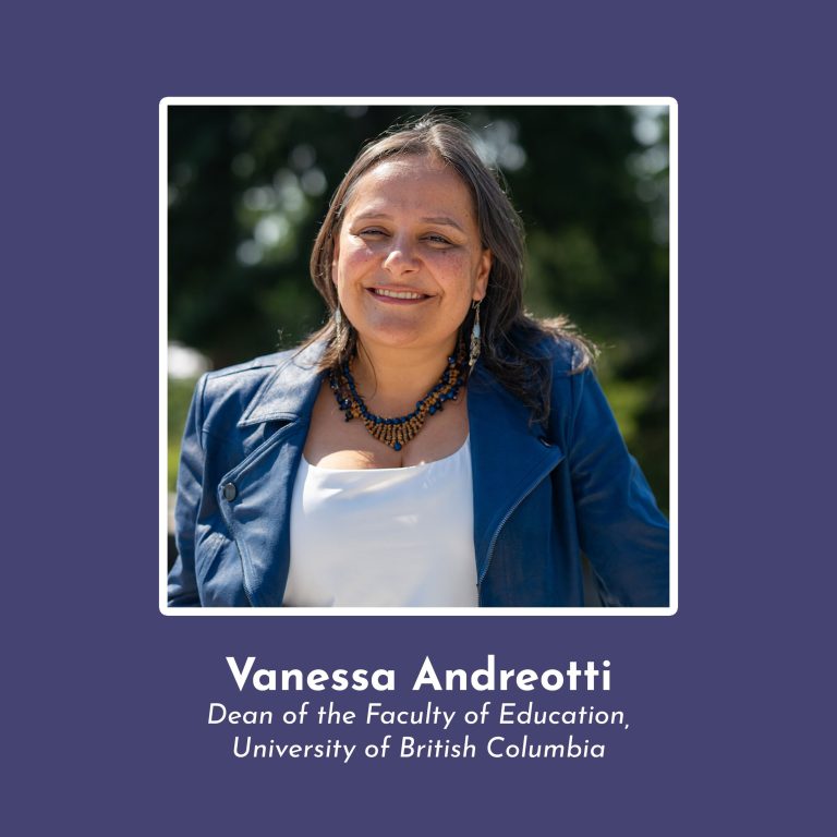 Photograph of Vanessa Andreotti with the caption: Dean of the Faculty of Education, University of British Columbia